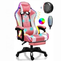 Chaise de jeu d'ordinateur de massage en cuir PU pliable bon marché en gros Chaises de jeu Silla Gamer Racing RVB avec lumières et haut-parleurs