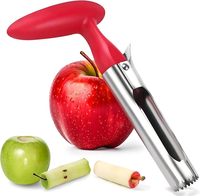 Professionele handmatige appelboor van roestvrij staal met ergonomische rode handgreep en gekarteld mesje, keukengereedschap voor thuisgebruik