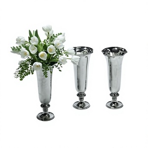 Juego de 3 jarrones de metal con forma de trompeta, hechos a mano, modernos, ecológicos, con base acanalada cónica, para decoración del hogar, bodas, sala de estar, mesa. - Product Image 1