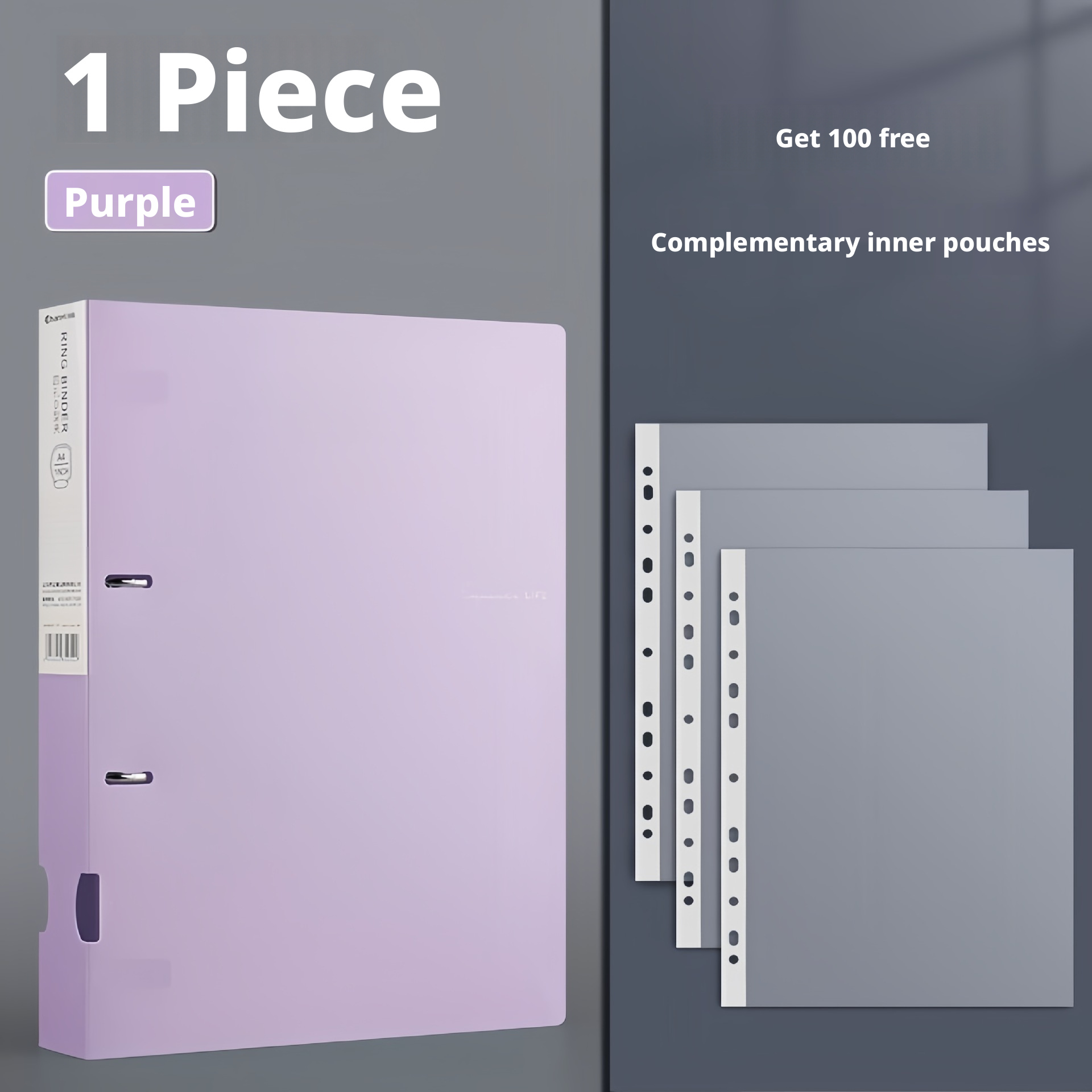 Dossier violet 2 trous avec 100 sachets à feuilles mobiles