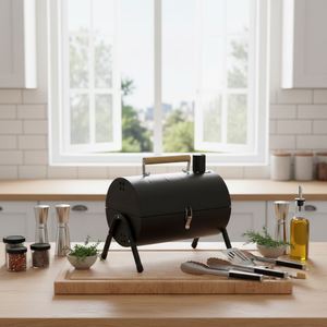 Portable Modern Iron Folding Charcoal <b>Grill</b> Mini Barrel <b>BBQ</b> Stove Adjustable Height Wooden Handle for Camping Picnic Travel - Product Image 1