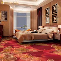 Tapis d'hôtel de luxe en laine Axminster et nylon, motif abstrait rouge, tissé à la machine, écologique, lavable