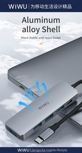 <span class=keywords><strong>Wiwu</strong></span> 60W Alpha A541bc ฮับ 5-in-1 Type-c เป็น Usb3.0+usb2.0+usb2.0+pd ผลิตจากอะลูมิเนียมอัลลอยด์ ทนทาน มีสินค้าพร้อมส่ง - Product Image 5