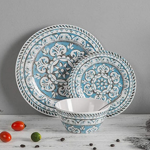 Juego de cena de melamina, vajilla de lujo de color crema - Product Image 3