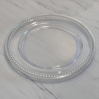 Assiette de Présentation Moderne en Plastique 13 Pouces, Dorée à Chaud, Électroplaquée, pour Mariage et Hôtellerie, Assiette Ronde à Perles Transparente Décorative