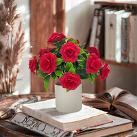 14 Kunstmatige zijden rozen in pot, decoratie voor thuis, binnenhuisdecoratie, bruiloft & feest, landschapsdecoratie, bloemen