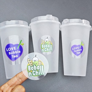Cá nhân kinh doanh không thấm nước rõ ràng nhãn nước trái cây cho PP cốc giấy tròn trong suốt biểu tượng tùy chỉnh bong bóng trà cà phê Sticker - Product Image 2