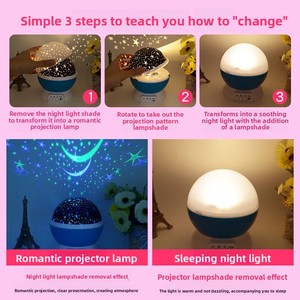 Moderna Lampada Notturna con Proiezione Rotante di <span class=keywords><strong>Cielo</strong></span> Stellato, Regalo di Natale, Controllo a Pulsante, LED con Stelle e Luna, Mini Lampada Notturna - Product Image 3