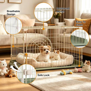 Jaula Plegable <span class=keywords><strong>para</strong></span> Mascotas, Jaula <span class=keywords><strong>para</strong></span> <span class=keywords><strong>Perros</strong></span>, Limpia y Duradera, con Cajón <span class=keywords><strong>de</strong></span> PP, Marco <span class=keywords><strong>de</strong></span> Alambre <span class=keywords><strong>de</strong></span> <span class=keywords><strong>Aluminio</strong></span>, Jaula Metálica <span class=keywords><strong>para</strong></span> <span class=keywords><strong>Perros</strong></span> - Product Image 2