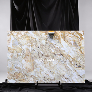 Mármol Versátil Breccia Dei Medici <span class=keywords><strong>Oro</strong></span> Blanco con Detalles Dorados para Proyectos Modernos de Pisos de Cocina y Baño - Product Image 2