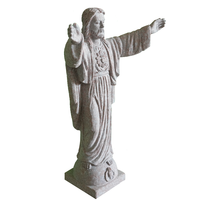 Statue traditionnelle du Sacré-Cœur de Jésus en granit rouge, statue commémorative d'extérieur, 24 pouces de haut.