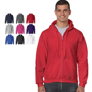 CHM0003 Unisex fransız terry nakış baskı düz pamuklu erkek kadın tam zip up ceket kazak ceket özel fermuarlı kapüşonlu kıyafet