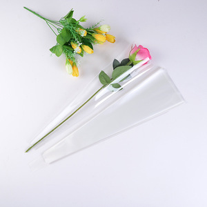 Stampa Logo personalizzata con maniche con Bouquet di Rose fresche pacchetto di sacchetti di plastica trasparente per confezione a forma di fiore - Product Image 6