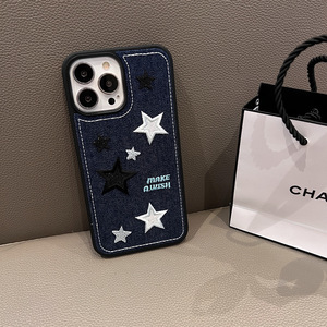 เคสโทรศัพท์ผ้ายีนส์ปักลายดาวและความรักรูปหัวใจแฟชั่นคุณภาพสูงสำหรับ <span class=keywords><strong>iPhone</strong></span> 12 13 14 15 16 <span class=keywords><strong>PRO</strong></span> <span class=keywords><strong>MAX</strong></span> - Product Image 6