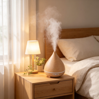 Diffuseur d'arômes à grain de bois, machine à huiles essentielles ultrasonique avec lumière LED nocturne, humidificateur d'aromathérapie domestique