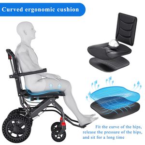 Silla de ruedas <span class=keywords><strong>manual</strong></span> ligera plegable de aluminio negro de la mejor calidad para discapacitados y ancianos - Product Image 3