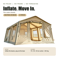 Tente de camping gonflable 400x300x220cm en tissu Oxford PVC, abri pliable quatre saisons imperméable pour l'extérieur
