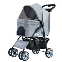 Léger pliable détachable meilleur vendeur luxe nouvellement conçu 4 roues main pousser chariots pour animaux de compagnie pas cher grand chien poussette