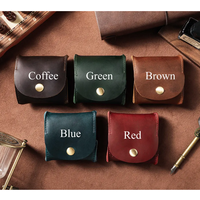 Porte-monnaie authentique, Portefeuille en cuir pour homme, Pochette de rangement pour écouteurs filaires, Mini sac de rangement, Organisateur de câbles en cuir