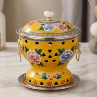 Deyanhaohuo Pot vintage de grande capacité en cuivre, résistant à la chaleur, antiadhésif, artisanat chinois traditionnel en cloisonné