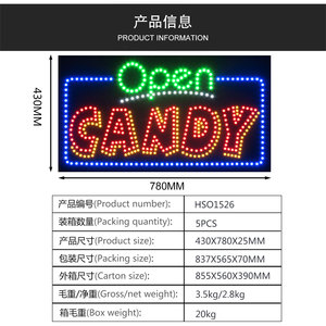 Letrero Luminoso de 17*31 Pulgadas para Tienda de Dulces, Letrero Publicitario con Luces LED Intermitentes para Tienda de Regalos y Dulces - Product Image 3