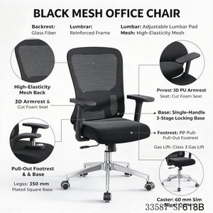 Chaise de bureau ergonomique en maille, dossier moyen, pivotante, avec accoudoirs fixes, siège inclinable vert 33587-SF618A - Product Image 4