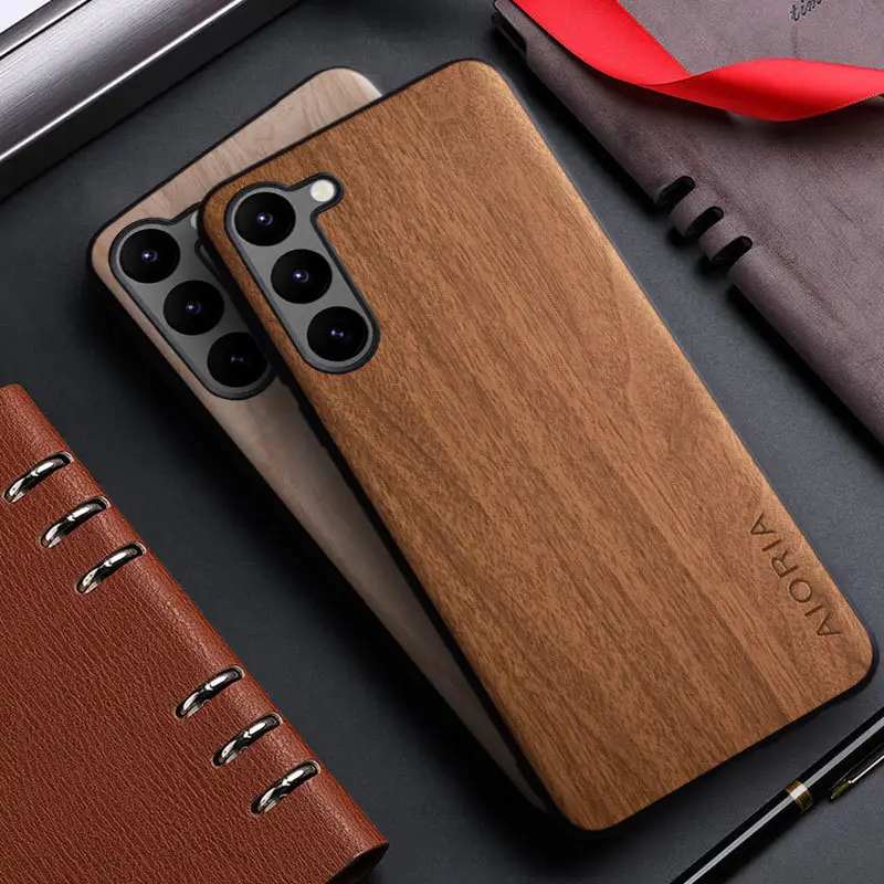 For Samsung S 23 S 22 plus/Ultra Note 20 Ultra A 73 Simple wood grain phone case with wireless charging