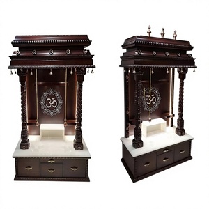 Traditional Solid Wood Temple Home Furniture Exclusive Peacock Carving Living Room Pooja Cabinet Best Design Pooja Mandir - Product Image 6