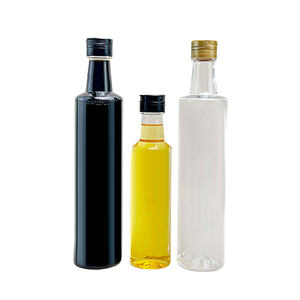 Bouteilles en plastique PET rondes de qualité alimentaire 250ml/500ml avec bouchon à vis et impression sérigraphiée pour huile d'olive, sauce soja, Baijiu et vinaigre - Product Image 1