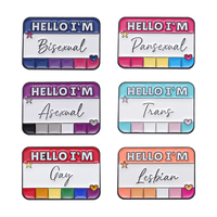 Personnalisable Hello I'm Lesbian Personnalisé Rectangle Métal Pendentif Pin Badge Art Signature Métal Artisanat