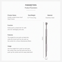 Pousse-cuticules double extrémité russe TSZS en acier inoxydable, outil de préparation des ongles pour salon de manucure