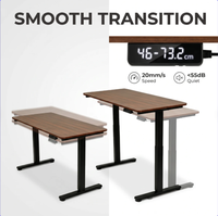 Bureau debout électrique silencieux 55 dB, levage fluide 20 mm/s, capacité 70 kg, robuste avec cadre en T, hauteur réglable pour bureau