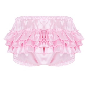 Soft <strong>Shiny</strong> Satin Sissy Panties <strong>Mens</strong> Lingerie Ruffled Bloomer Tiered Skirted Boxer <strong>Briefs</strong> Sweet Gay <strong>Men</strong> Underwear