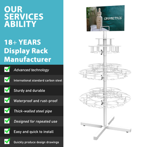 RuiMei Retail Estantes de exhibición de cosméticos giratorios redondos de 3 niveles Estante organizador con <span class=keywords><strong>metal</strong></span> recubierto de polvo personalizable para tiendas - Product Image 4