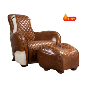 Retro Lounge vintage Leather living room Saddle chairs Chaise America Style Antique leisure chair factory supplier manufacturing