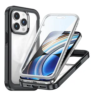 Double Side 360 Full Cover Protection Magnetic Phone Case For IPhone 15 Pro Max Cover With Glass Screen Protector