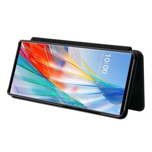 Hot Selling Mobile Phone Cases for LG Wing 5G <b>Carbon</b> Fiber Texture Horizontal Flip TPU + PC + PU Leather Case With Card Slot - Product Image 3