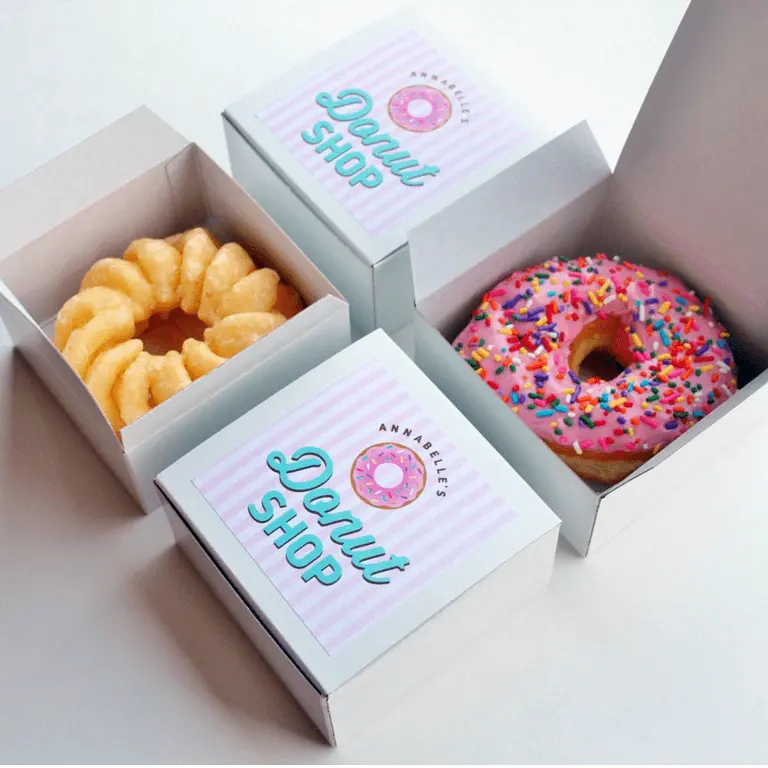 Atacado logotipo personalizado biscoito Mochi waffle padaria recipientes de alimentos retangulares caixas de donuts personalizadas para donuts