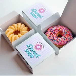 Großhandel benutzerdefiniertes Logo Plätzchen Mochi Waffel Bäckerei Lebensmittelbehälter rechteckige benutzerdefinierte Donut-Schachteln für Donuts