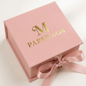 Luxury Pink <b>Jewelry</b> Gift Boxes with Gold Logo Hinged Magnetic Closure Rectangular One Size - Product Image 3
