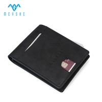 MEYSHE Dompet Kartu Pria Slim RFID Blocking, Kulit Crazy Horse, Logo Timbul, Tahan Air, Kapasitas Besar