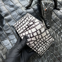RCO26 dompet kulit buaya asli 100% pria, dompet kulit buaya lipat ganda untuk pria