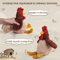 AFP Jouet pour chien anti-ennui, interactif d'extérieur pour le jeu de rapport et à mâcher, en peluche rembourrée en forme de poulet et de coq, avec couineur et bruit froissé