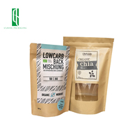 Sachet Doypack Transparent 12 oz 250g en PET/PE avec Fermeture Éclair et Valve de Dégazage Étanche pour Emballage de Grains de Café et Aliments pour Animaux