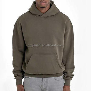 Hoodie personnalisé blanc en molleton épais 500 g/m², coupe ample et lourde, double couche, coupe courte et oversize pour homme - Product Image 2