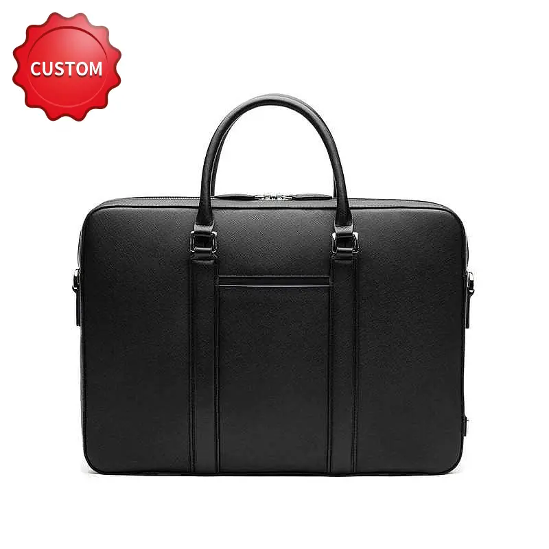 Luxury Brand Designer full grain saffiano leather laptop lawyer briefcase work office official bags business man