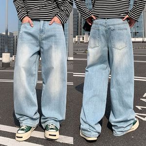 <span class=keywords><strong>Jeans</strong></span> <span class=keywords><strong>Larghi</strong></span> Stile Americano di Lusso per Uomo, Marca Trendy, Pantaloni <span class=keywords><strong>Lunghi</strong></span> a Gamba Dritta Effetto Vissuto - Product Image 4