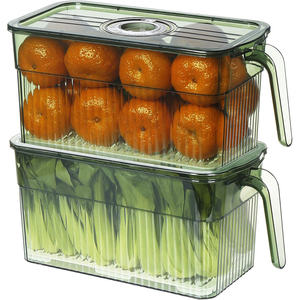 Nevera de cocina, caja de almacenamiento de plástico transparente, organizador de nevera, PET, alimentos frescos, frutas, verduras, contenedores con tapa - Product Image 1