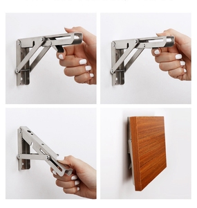 2 adet üçgen katlanır köşeli mesnet 8 inç ayarlanabilir duvara monte raf parantez masa mobilya ağır destek donanım - Product Image 2