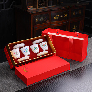 Tasse à thé blanche en céramique avec dessous de verre Tasse à thé dorée Dragon et <span class=keywords><strong>Phoenix</strong></span> Couple Tasses Boîte cadeau - Product Image 3